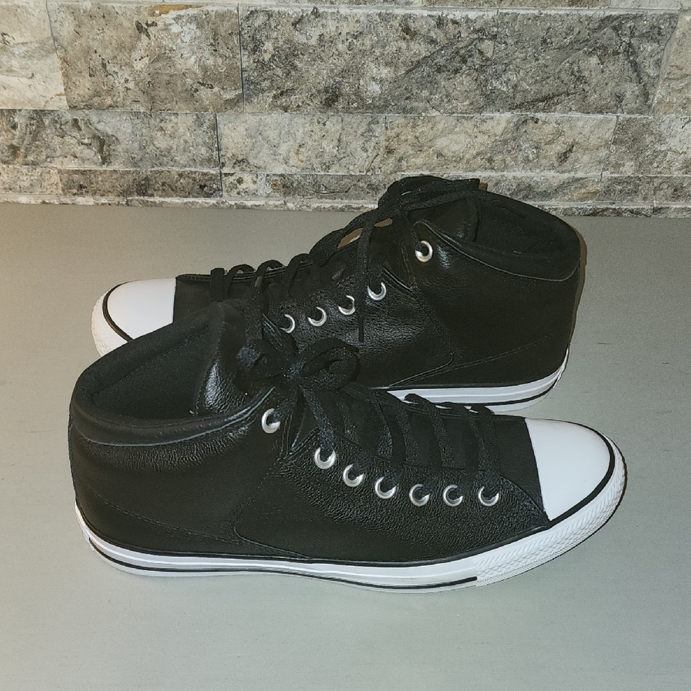 Converse All Star Leather Black High-Top Sneakers Never Worn